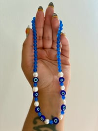 Image 1 of 💙Blue Agate Evil Eye choker💙