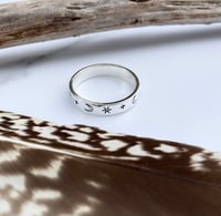 Image 1 of Sterling Silver Star and Moon Ring, Hand Stamped
