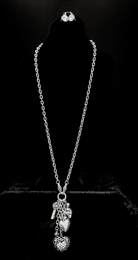 Image of Silver Charm X-Long Necklace Set 