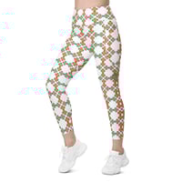 Image 5 of 60's Design Bold Colors, Orange And Green Leggings with pockets
