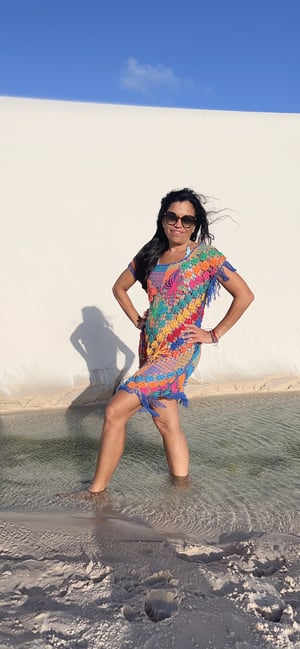 Image of Multi color handwoven mini dress  