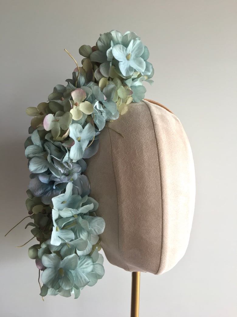 Image of Soft aqua floral headpiece   