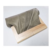 Image 3 of Olive Leather & Timber Clutch