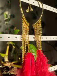 Image 5 of Golden Hour feather cuff earrings 