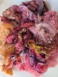 Image 2 of Orange Fan Mushroom Inspired Colorway Fiber Kit For Blending, Carding, Felting, Fiber Arts