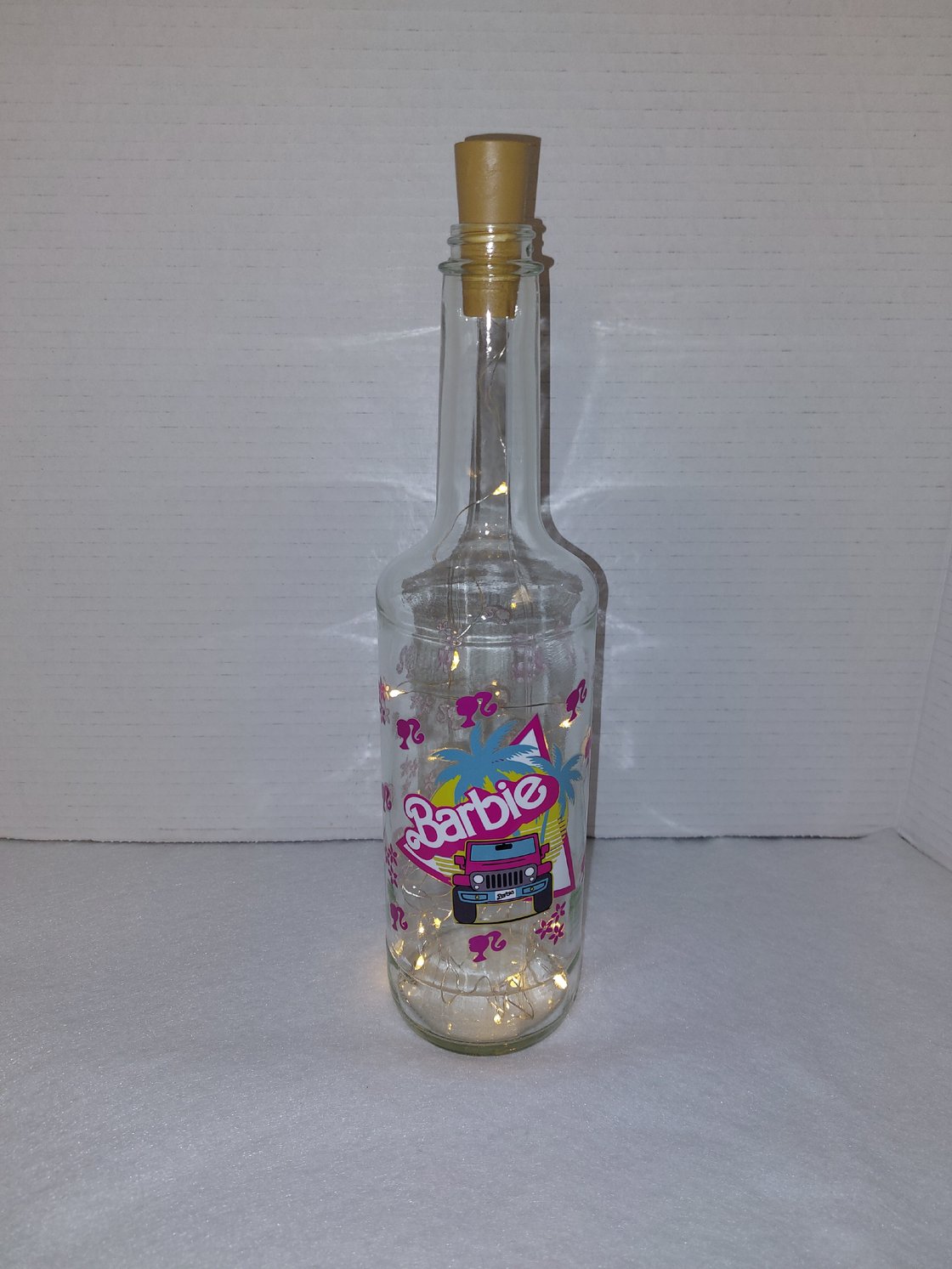 Image of Pink Doll glass Bottle lights home decor