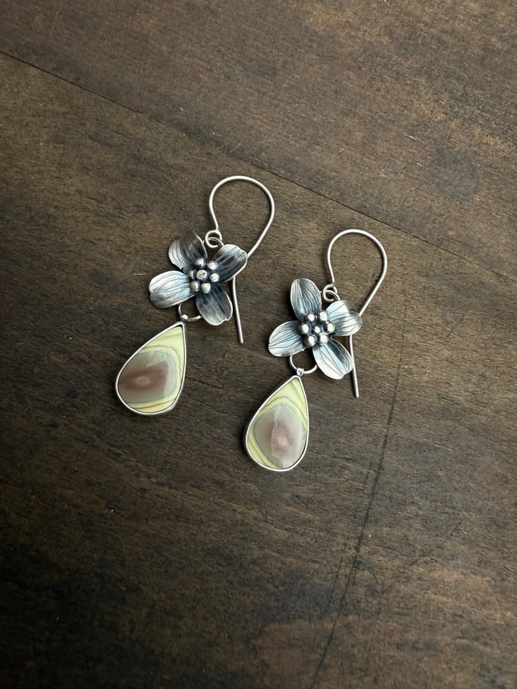 Image of Dogwood Flower Imperial Jasper Dangle Earrings