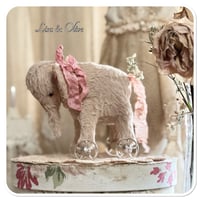 Image 5 of Handmade pink beige standing elephant on wheels