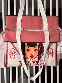 Image 3 of She slayed ribbon tote bag