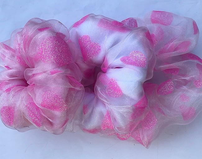 heart organza scrunchies