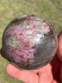 Image 4 of Pink Tourmaline & Smoky Quartz Sphere | #2968