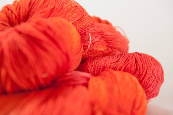 Image of ARACHNE Lace, "Fawkes" 2 skeins available Merino + Silk, 1300 yards