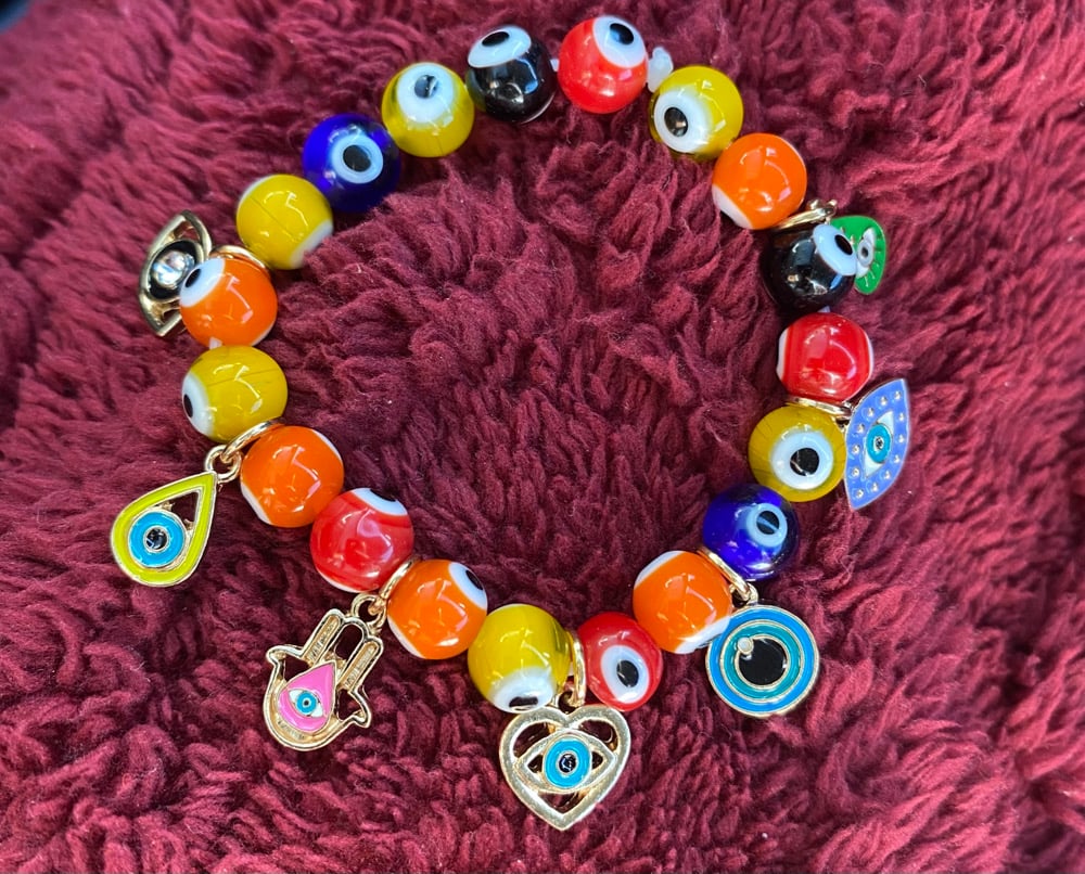Image of Evil Eye Bracelet With Charms