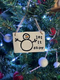 Image 1 of Let it snow Snowman Tile