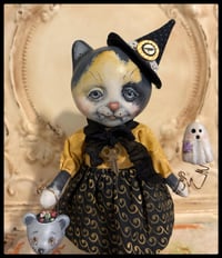Image 2 of Folk Art Halloween Cat Witch Doll creation 
