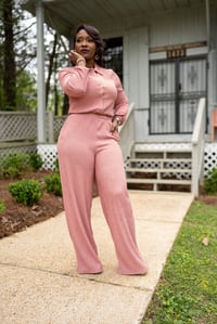 Image 1 of Crinkled Buttoned Jumpsuit w/pockets