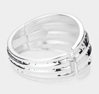 Image 3 of Silver Hammered Metal Bangle Bracelet