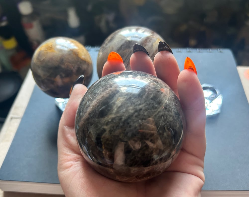 Black Moonstone Spheres