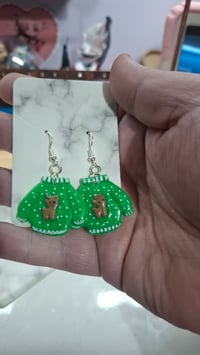 Reindeer ugly Christmas sweater earrings 