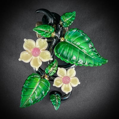 Image of Peach & Emerald Spring Flower Vine Pendant