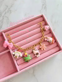 Image 2 of Gold Plated Kitty Christmas Charm Bracelet 
