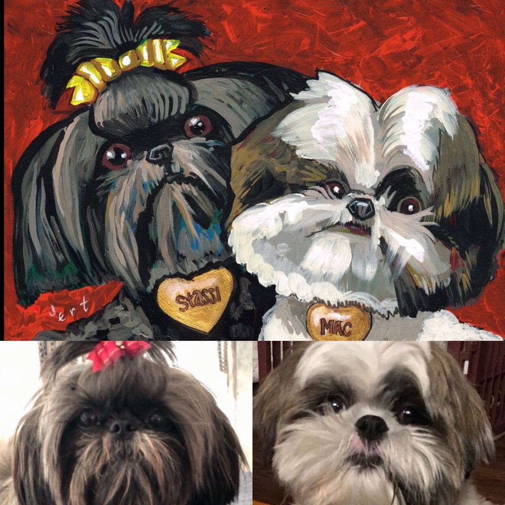 Image of 12x16 CUSTOM PET PAINTING ON PAPER -from photos-PRICE INCLUDES SHIPPING AND INSURANCE 