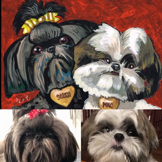 Image of 12x16 CUSTOM PET PAINTING ON PAPER -from photos-PRICE INCLUDES SHIPPING AND INSURANCE 