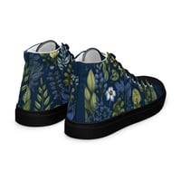 Image 16 of Art Nouveau Inspired Blue Boho Floral Sketch Women’s high top canvas shoes