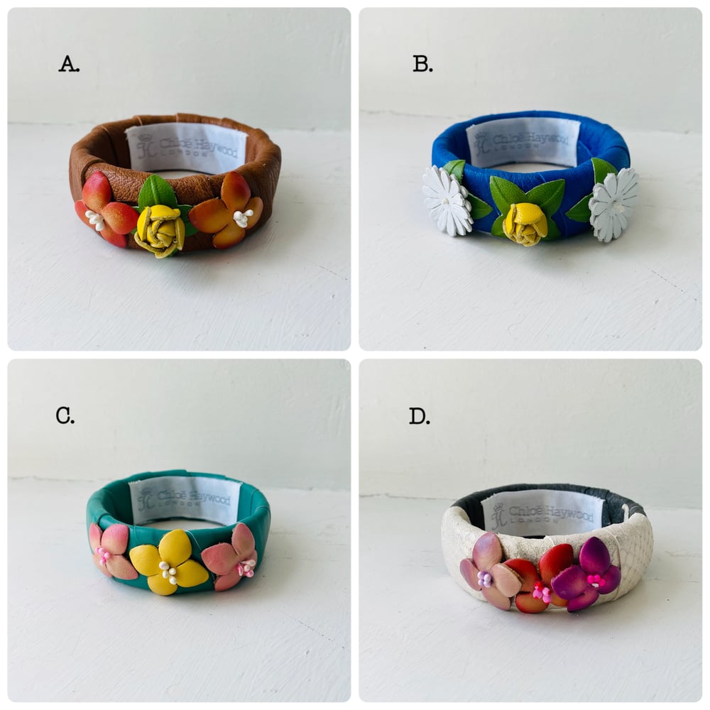 Image of Leather Floral Bracelet