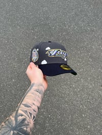 Image 1 of GREEN BRIM PARTLY CLOUDY TORONTO  BLUE JAYS CUSTOM FITTED CAP