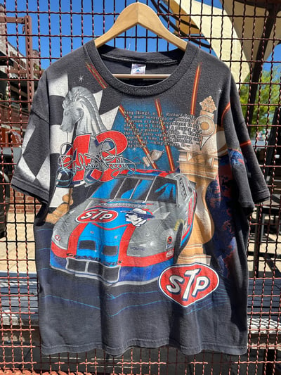 Image of 90s RICHARD PETTY 25TH ANNIVERSARY ALL-OVER-PRINT RACING TEE, SIZE: XL