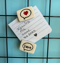 Image 1 of Love or Hello Speech Bubble Ceramic Magnets (set of 2)
