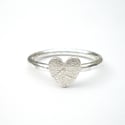 Silver Leaf Heart Ring