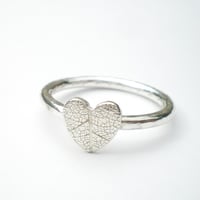 Image 3 of Silver Leaf Heart Ring
