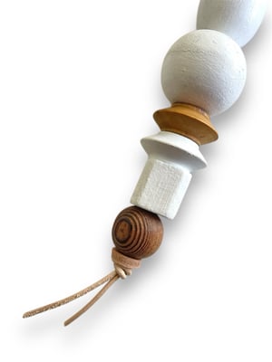 Image of BRANCUSI BAG CHARM / KEYCHAIN : WHITE & WOOD #1
