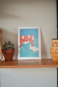 Image 3 of Bubblegum Cow and Goose Print