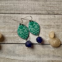 Image 2 of Cuawak Blueberries (lght green) - Glass Enamel on Copper 