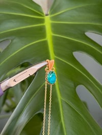Image 3 of Gold Chrysocolla Oval Crystal Necklace