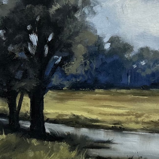 Unframed 6x12 Original Painting //  Moody Trees Landscape