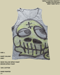 "SPRAY PAINTED GRAFFITI" ODARO COLLECTION GREY TANK TOP #1