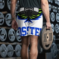 Image 2 of BOSSFITTED Neon Green and Blue Men's Athletic Long Shorts
