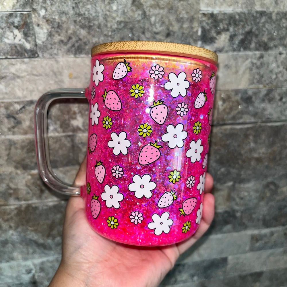 Image of Strawberry Glass Snowglobe Mug 🍓