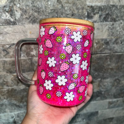 Image of Strawberry Glass Snowglobe Mug 🍓