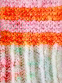 Image 4 of Sofie and Iris Striped Orange, Light Pink, Light Lavender and Pastel Multi Color Mohair Balaclava