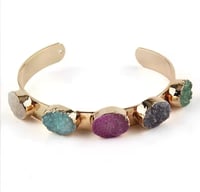 Image 4 of LULA 5-Tone Real Stone Gold Cuff Bracelet