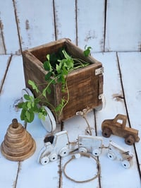 Image 1 of Wooden rustic  cart trolley brown natural +white