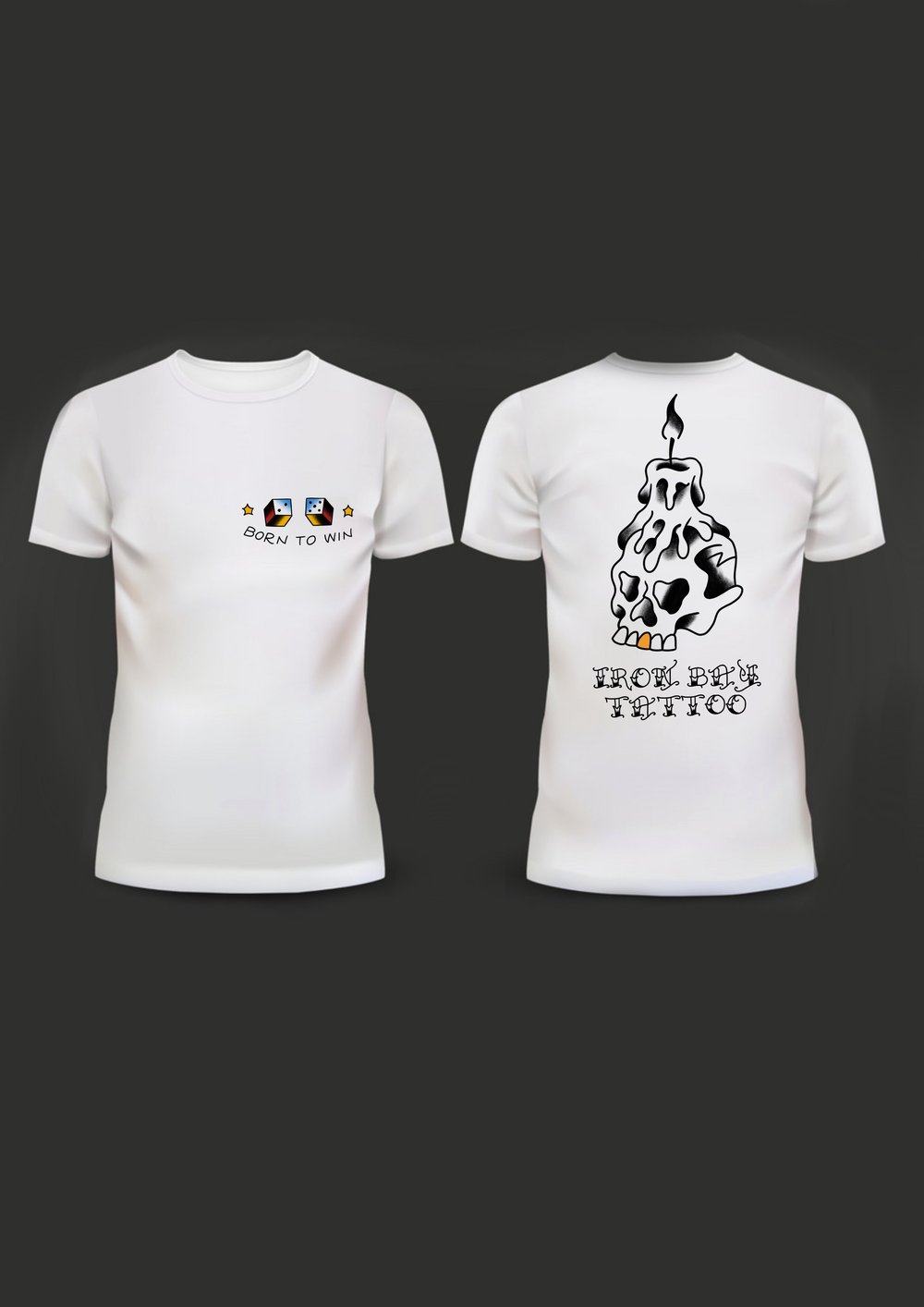 Image of Iron Bay ”Born To Win Skull Shirt” White.