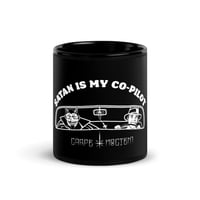 Image of Satan is my co-pilot Black Glossy Mug