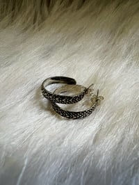 Image 3 of Sterling Snakeskin Stud Hoops