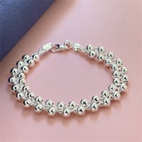 Image 2 of Charm 925 Sterling Silver Bracelets for Women Fine Braided beads Chain Fashion Wedding Party Christm